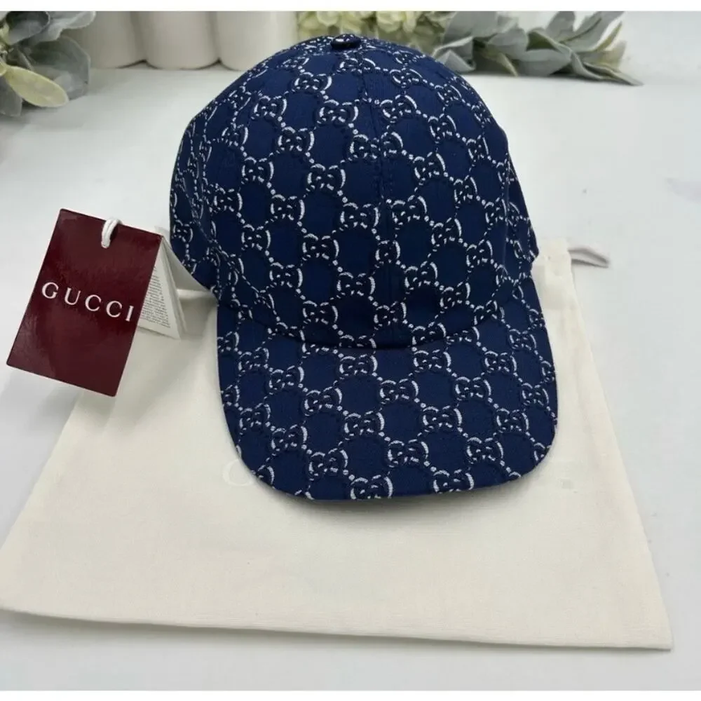 Men's Gucci, blue shadow GG adjustable baseball camp size medium, made in Italy